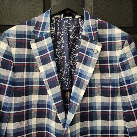 Nautica Brielle Linen Blend Jacket in Multicolor Plaid - Picture 4 of 14